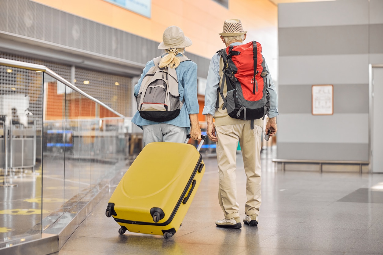 Senior couple traveling