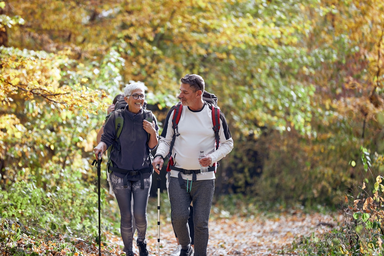 Couple hiking in Fall