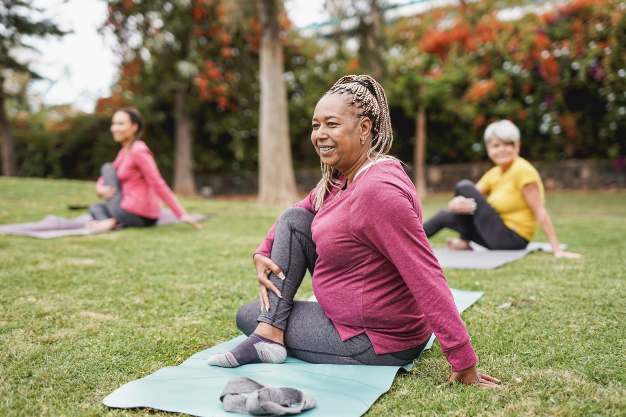 Woman doing yoga in park