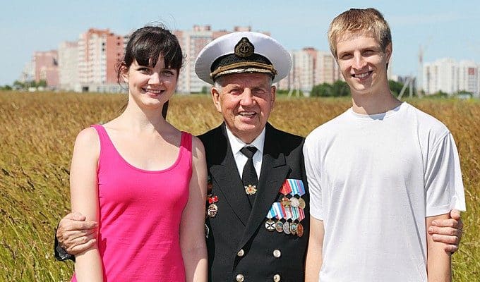 military man with kids