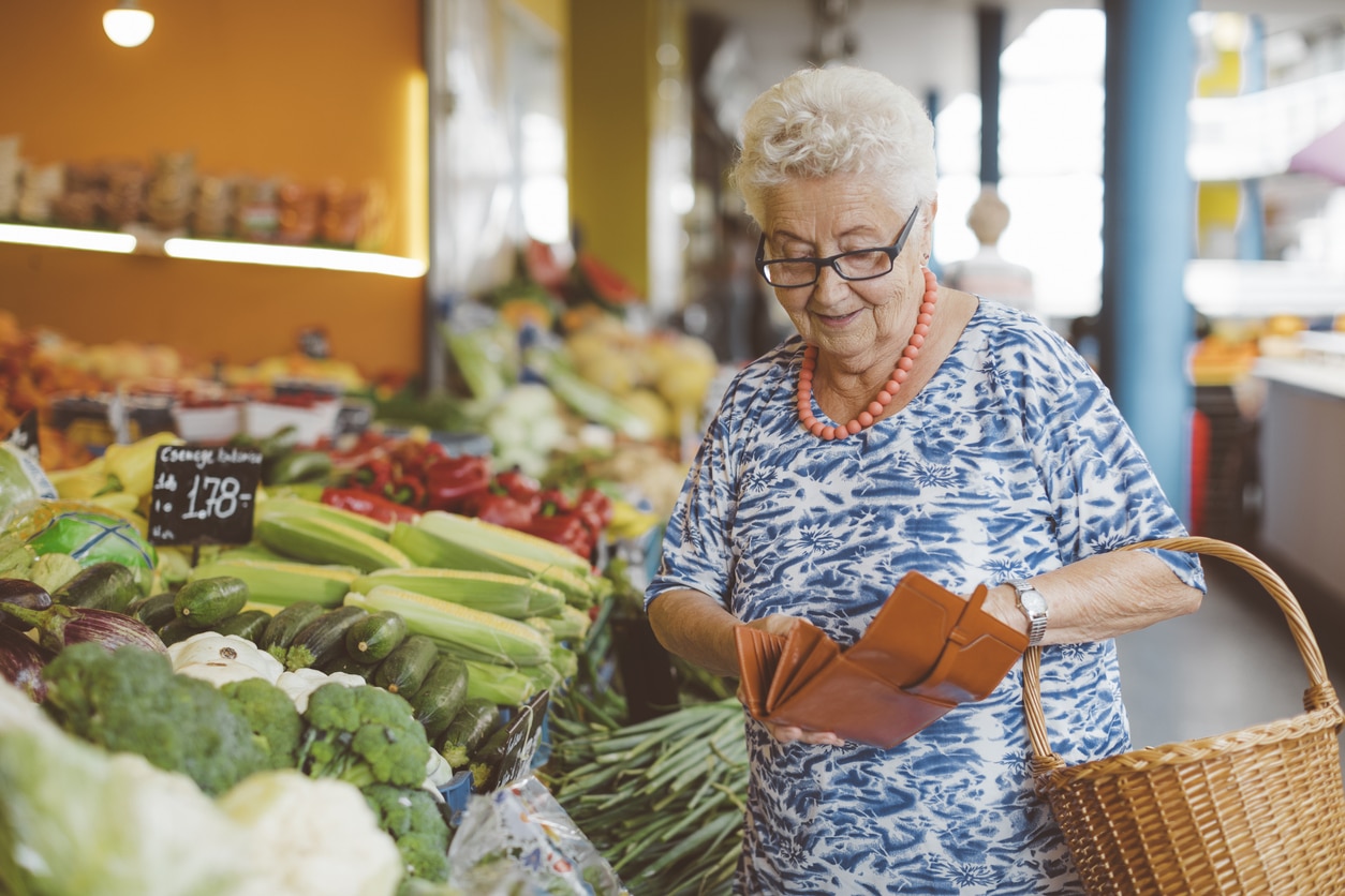 Woman shopping for food and groceries